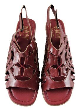 Beacon Nicki Slingback Sandals Women's 8.5M Wine Red Faux Leather